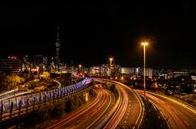 Vibrant Auckland city lights at night near Karangahape Road