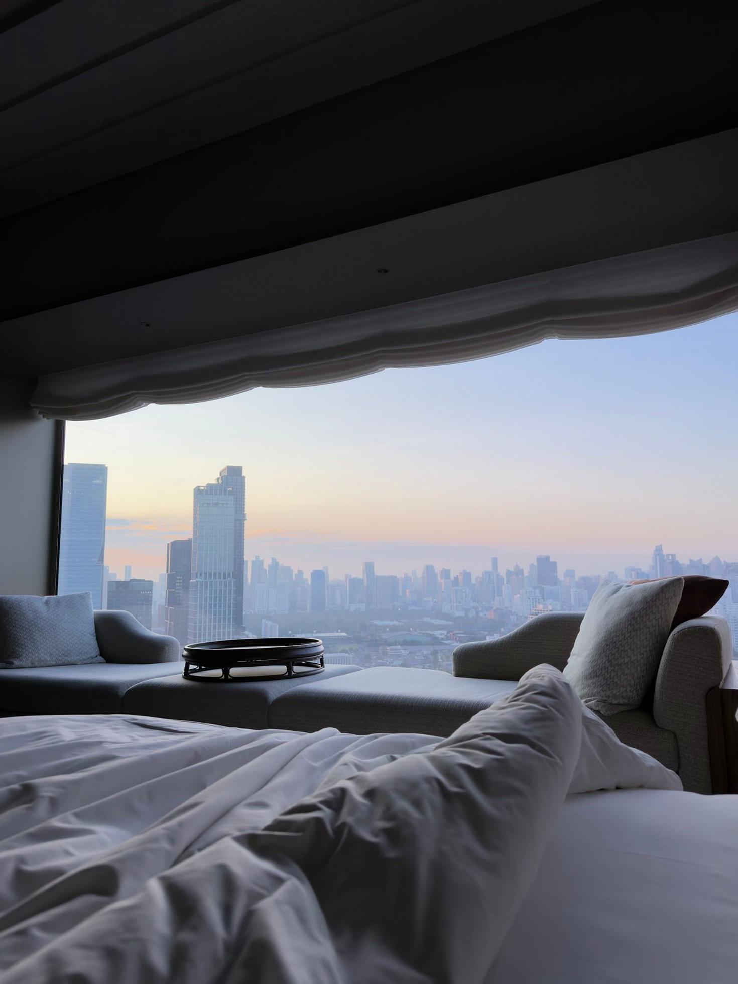City skyline at twilight